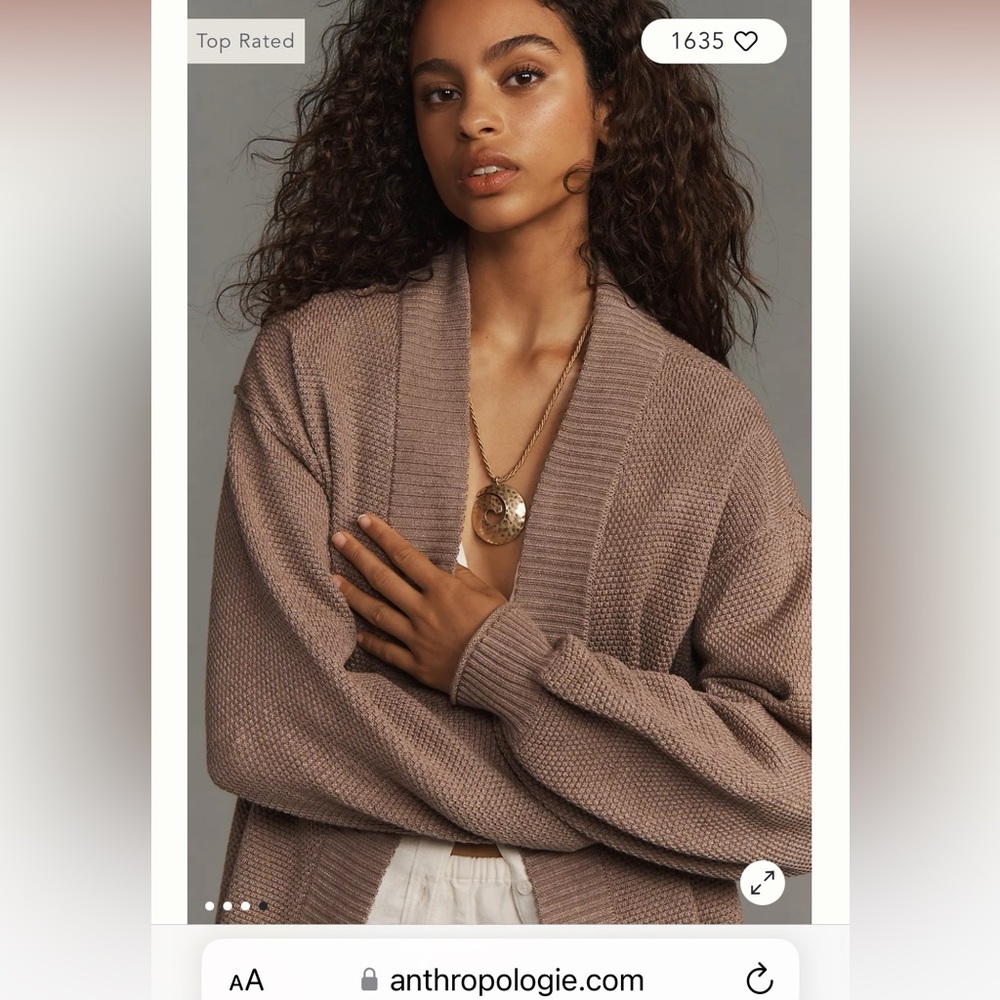 Flat White (Anthropologie) Libby Long Cardigan Sweater (Taupe)